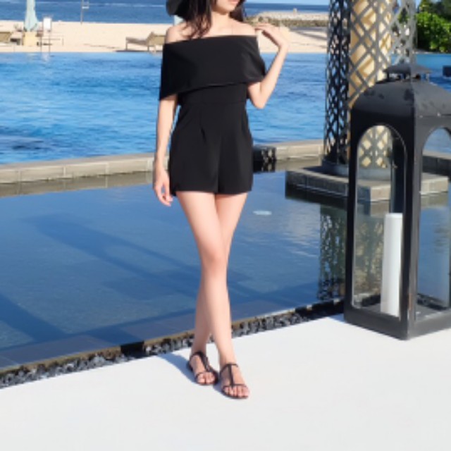 women's black capri jumpsuit