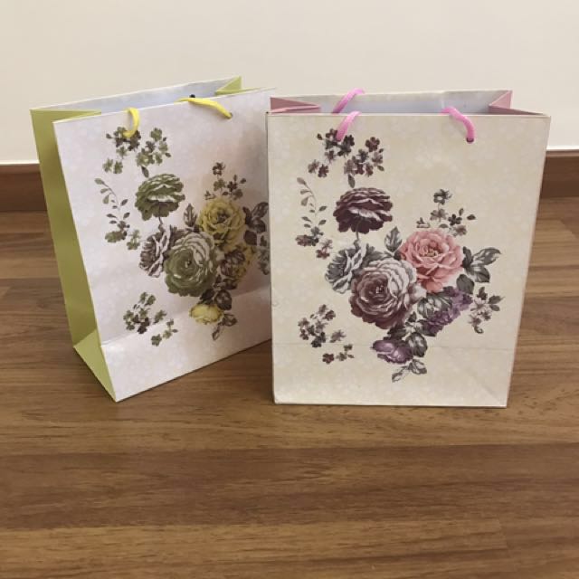 Flowery Paper Bag Door Gift Bag Berkat Bag On Carousell