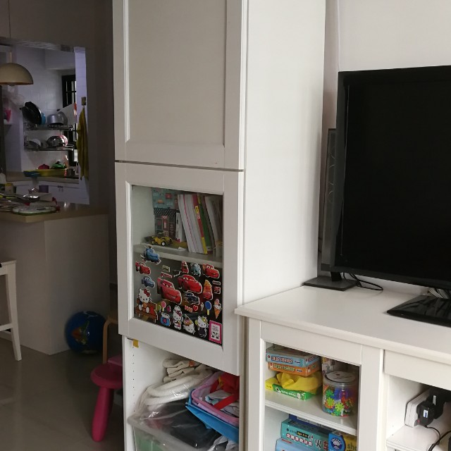 Ikea Besta White Tall Cabinet Furniture Shelves Drawers On Carousell