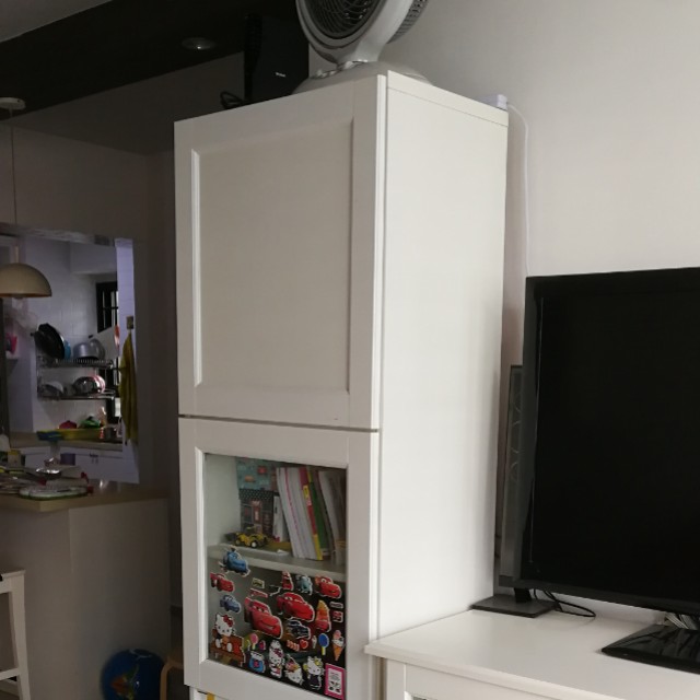Ikea Besta White Tall Cabinet Furniture Shelves Drawers On Carousell