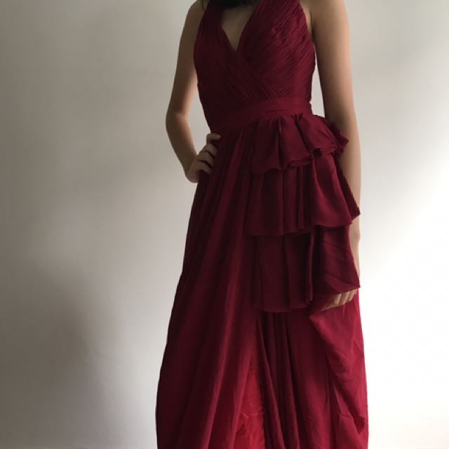 Red gown, Women's Fashion, Dresses & Sets, Evening dresses & gowns on ...