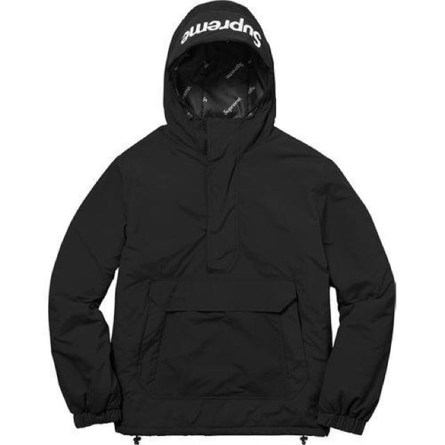 supreme hooded logo half zip pullover