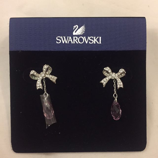 Swarovski Bow Earrings With Detachable Crystal Women S Fashion Photo