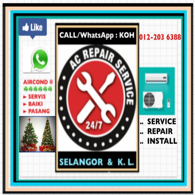 Aircond Service Repair Install Aircon Servis Baiki Pasang Air Tunjuk Banyak Lagi Peralatan Dapur Photo