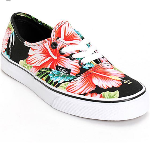 Hawaiian floral slip shop on vans