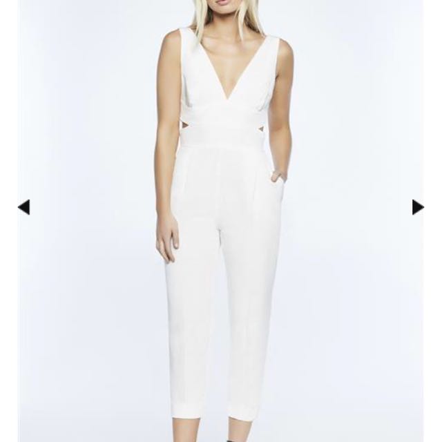 white jumpsuit bardot