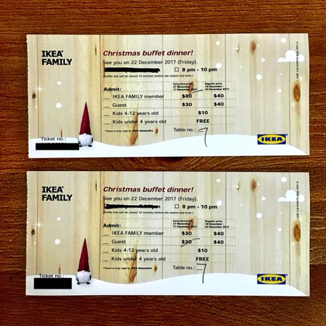 Ikea Christmas Buffet dinner for 2, Tickets & Vouchers, Local Attractions & Transport on Carousell