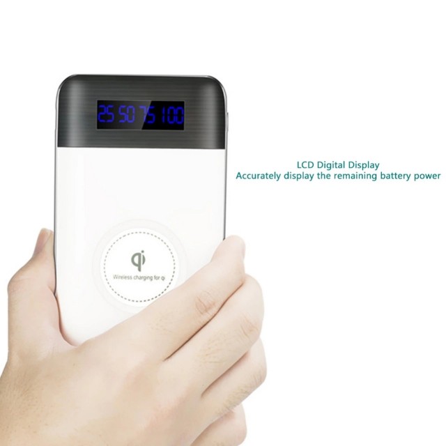 Qi 10000mAh LED Display Wireless Charging Power Bank