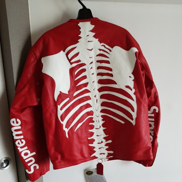 Supreme x Vanson Red biker leather jacket size L Men s Fashion