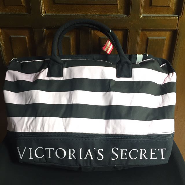 Victoria's Secret Overnight Bag (Category: Cross-body Bags) located in Makati City. Submitted by infinitysgarage (Listing ID 120055941, Image 1). Description: 100% authentic, brand new with tag Black + pale pink stripes with strap #bagsph #walletph #bagsforsale #walletsforsale #lacosteph #kiplingph #victoriassecretph #mangoph #michaelkorsph #brandedph #brandedbagsph #brandnewph #legitsellerph #authenticph #authenticbagsph #swimsuitph #plussizeswi
