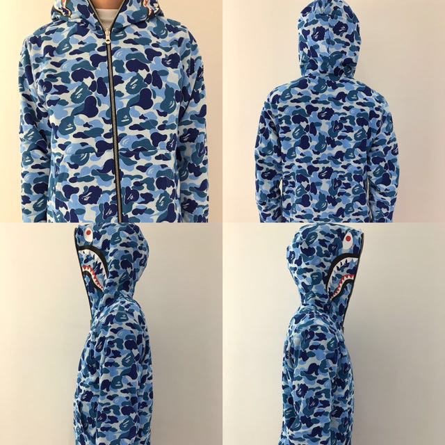 bape abc shark full zip hoodie blue