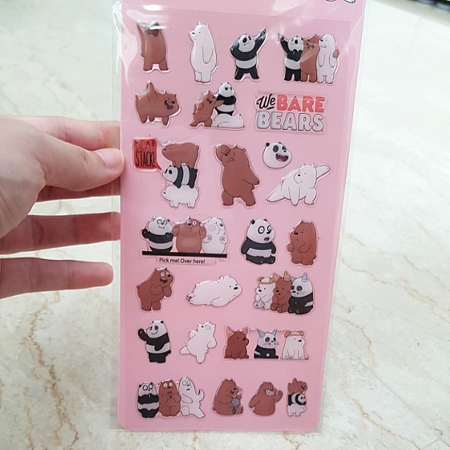 BNIP Authentic Miniso We Bare Bear Crystal Stickers, Hobbies & Toys ...