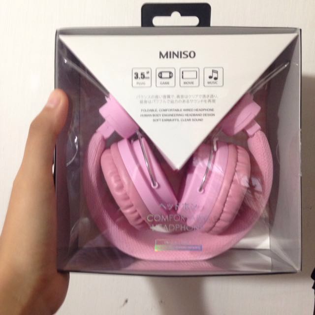 Headphone miniso pink cheap