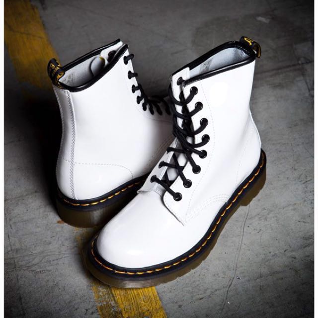 dr martens white patent boots