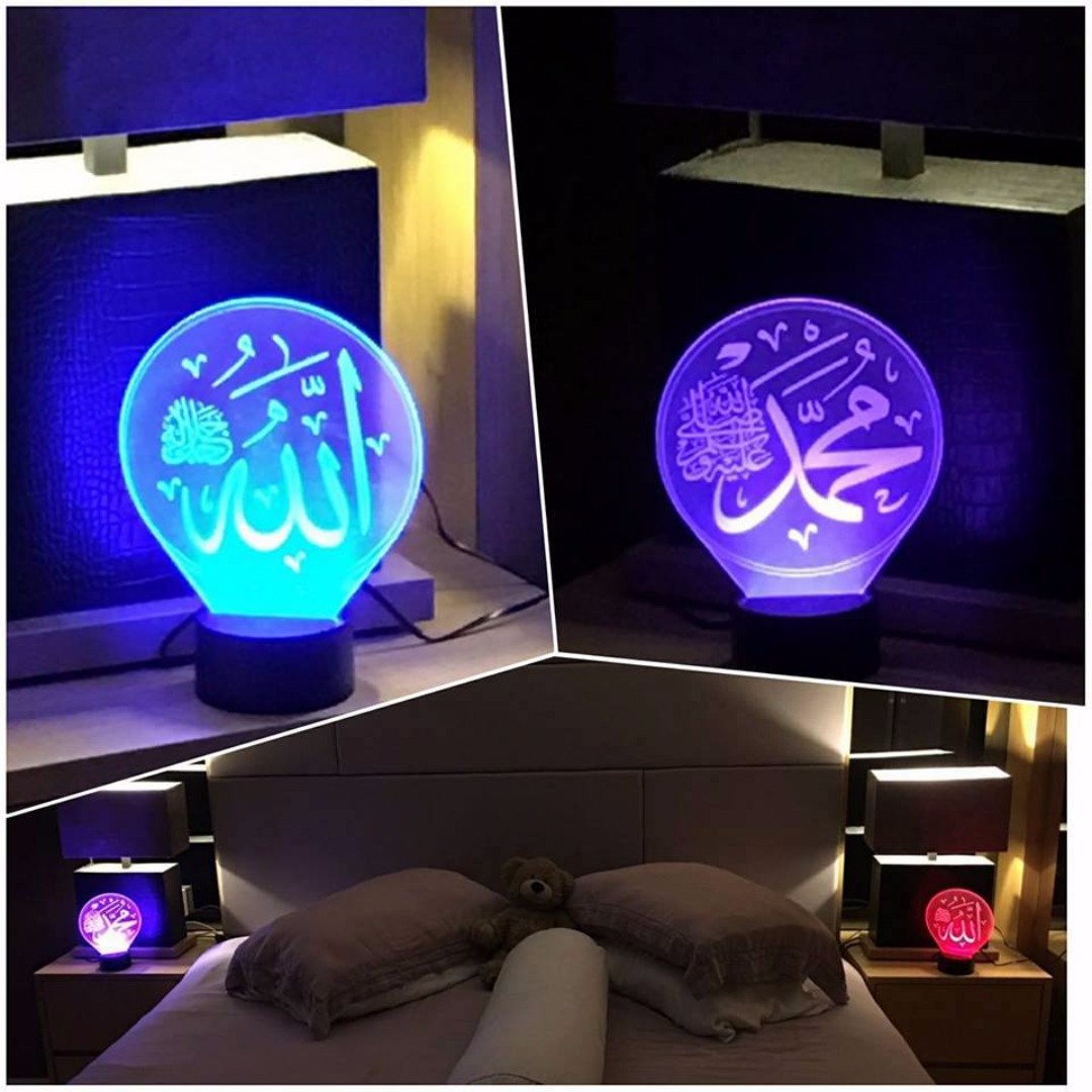 Lampu Led 3d Kalimah Allah Dan Muhammad Furniture Home Decor On Carousell