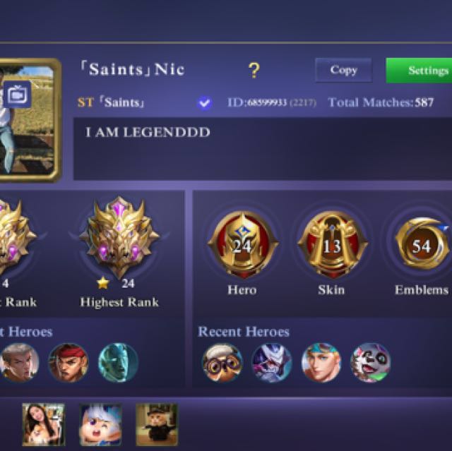 Mobile Legends Mythic Account Ios Only Toys Games Video Gaming Video Games On Carousell