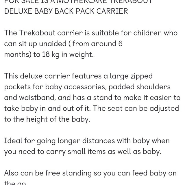 Mothercare trekabout clearance