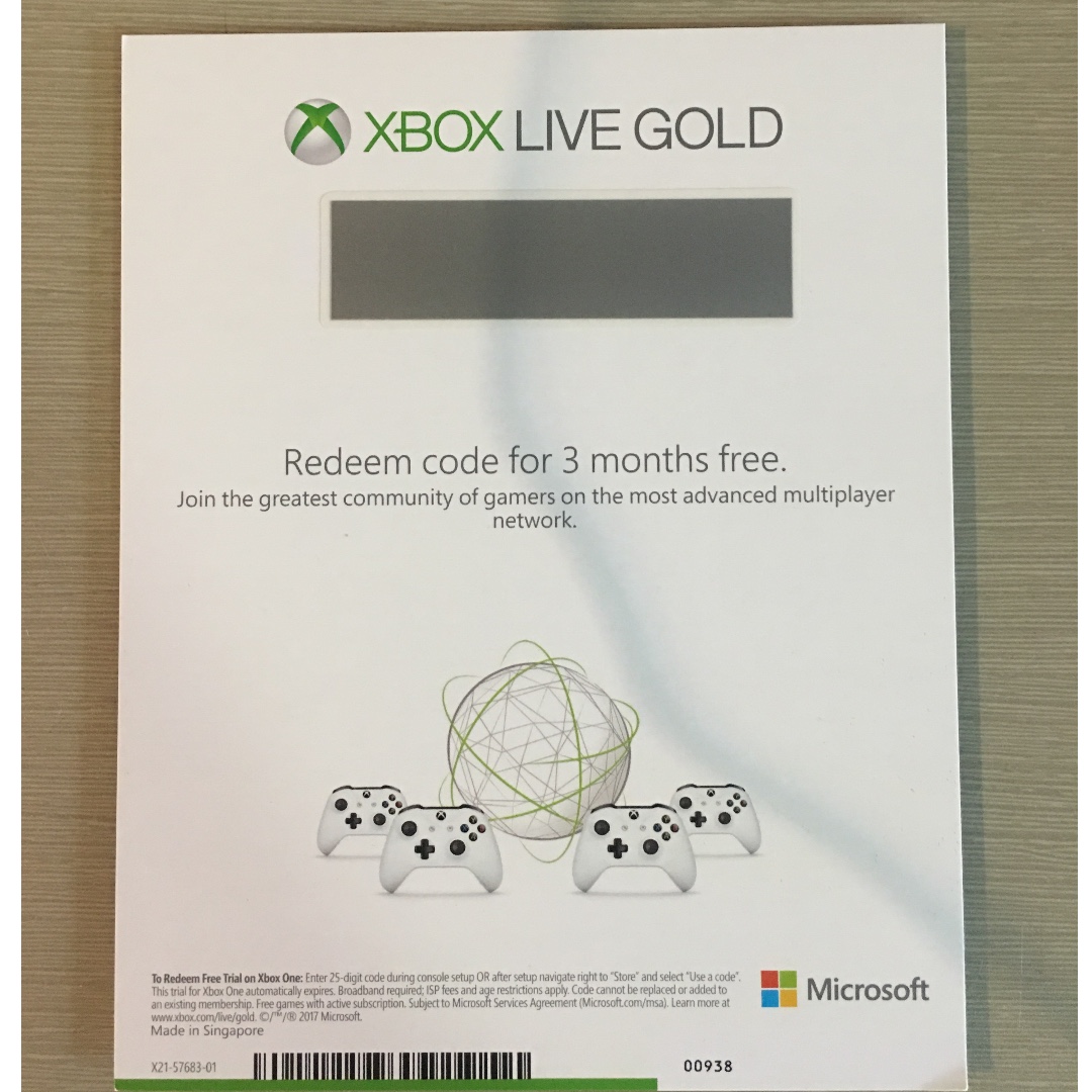 xbox gold 3 month code