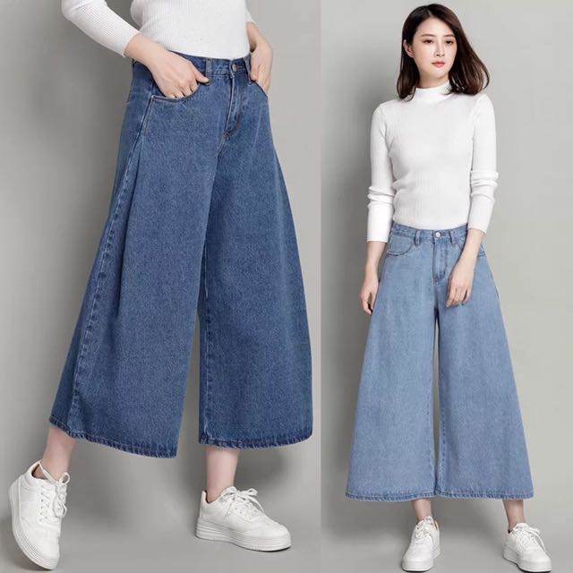 Xl 5xl Korean Women S Autumn And Winter New Denim Skirt Fashion Wide Leg Pants Women S Fashion Clothes Pants Jeans Shorts On Carousell