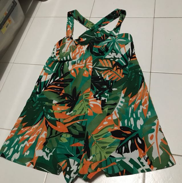 tropical print jumpsuit zara