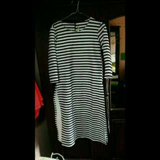 FREE ONGKIR-Slit stripe dress