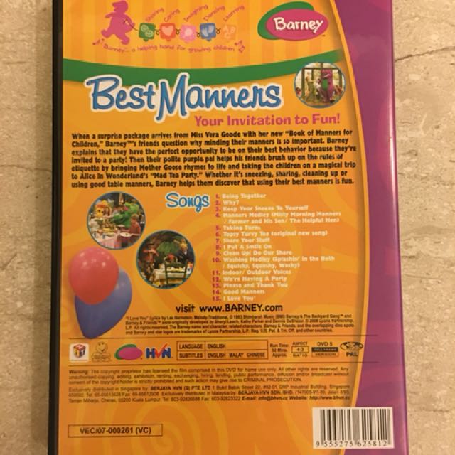Barney Best Manners Your Invitation To Fun Dvd Barney - Best Manners, Your Invitation to Fun! (DVD), Music & Media
