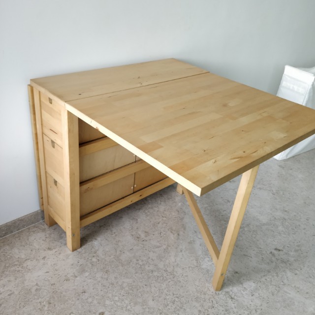 Ikea Foldable Dining Table Furniture, Round Drop Leaf Table Ikea