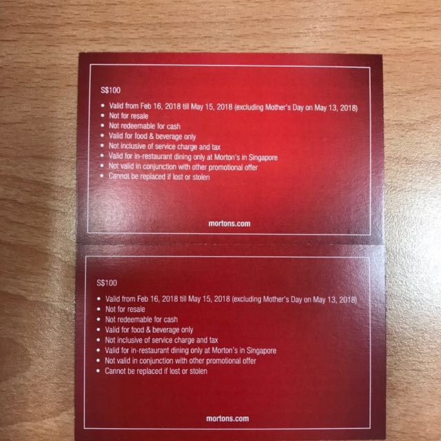 Morton's Gift Card for sale, Tickets & Vouchers, Vouchers on Carousell