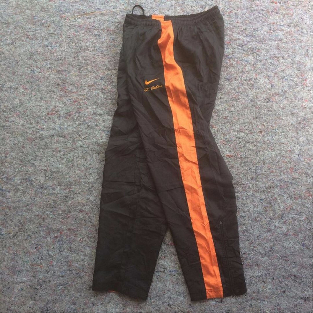 NIKE TRACK PANTS ZIPPER BLACK ORANGE 