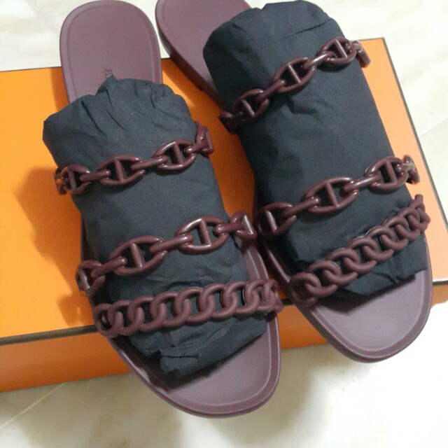 New Hermes Jelly Sandals in Bordeaux 36 