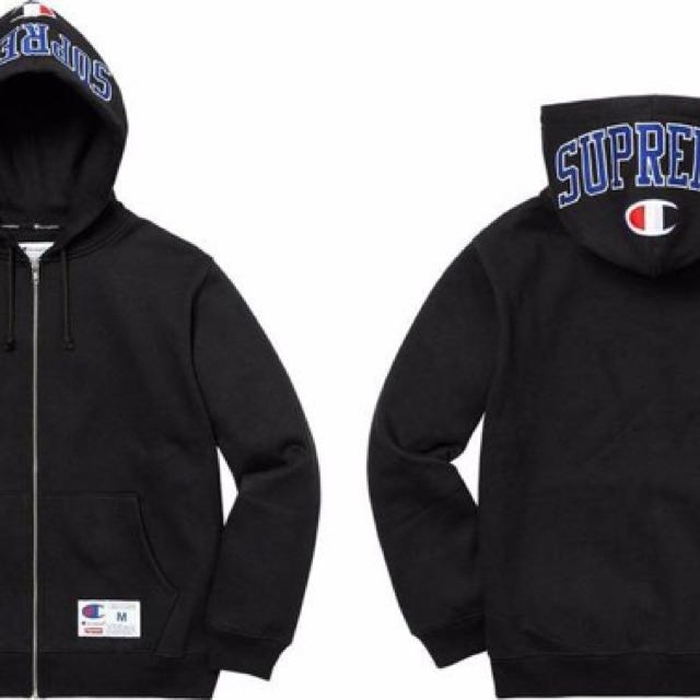 supreme champion hoodie black