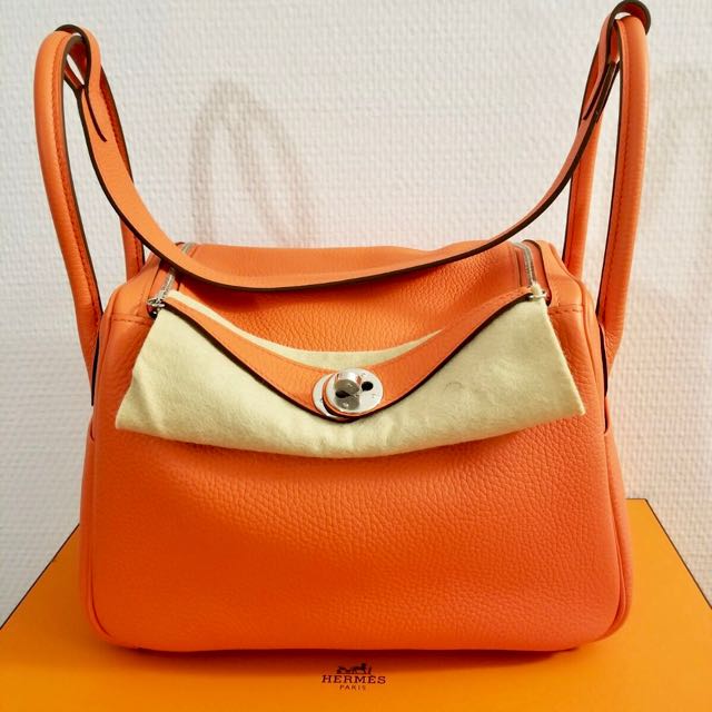 Hermes Lindy 26 Bag K1 Rouge Grenat And 8V Orange Poppy Clemence GHW