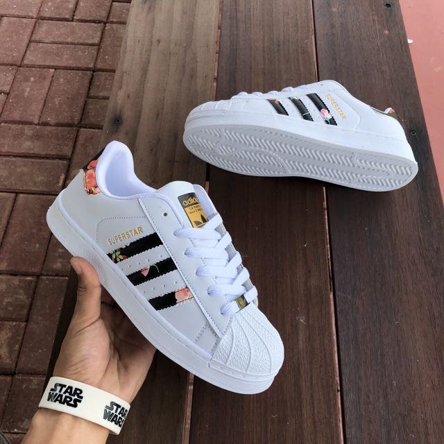 Adidas Superstar White Black Floral Women s Fashion Footwear