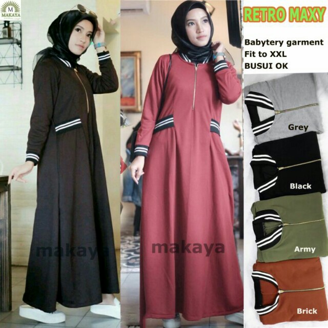 Baju Wanita Gamis Retro Maxy Muslim Modern Modis Unik Olshop