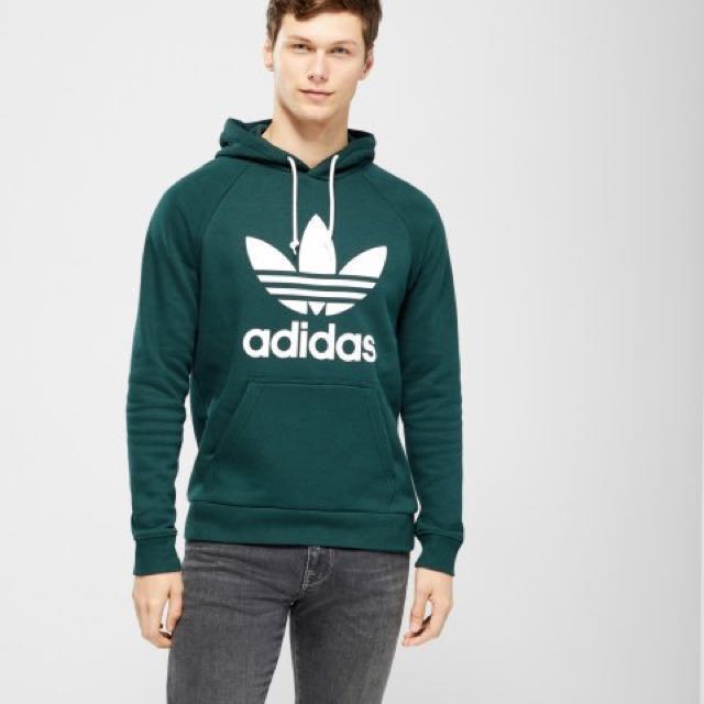 BNIB Adidas Originals Trefoil Hoodie Dark Green Unisex Women s Fashion Coats Jackets and Outerwear on Carousell