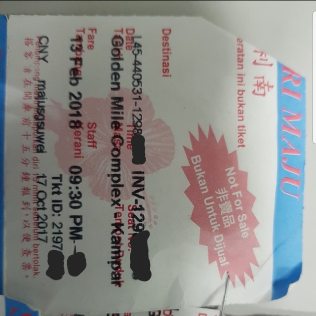 Cny Bus Ticket Sri Maju 13 Feb Entertainment Events Concerts On Carousell