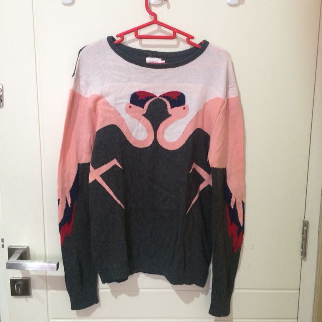 Gaudi Flamingo Sweater, Fesyen Wanita, Pakaian Wanita di Carousell