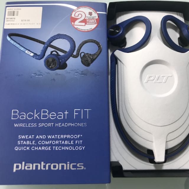 Plantronics Backbeat Fit Wireless Sport Headphones Mic Power Blue Electronics Audio On Carousell