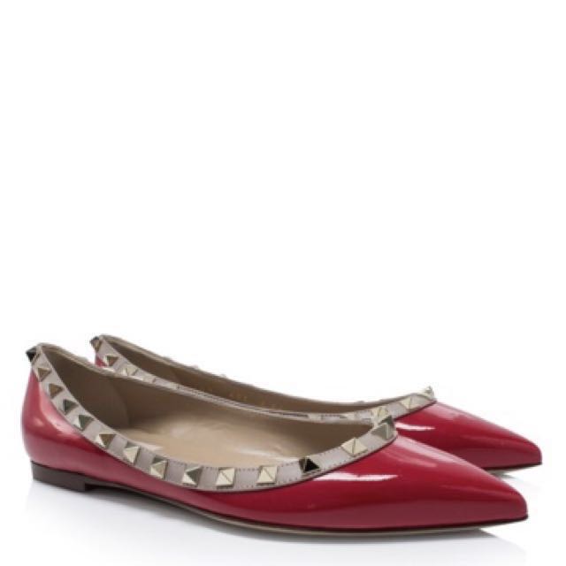 valentino rockstud flats red