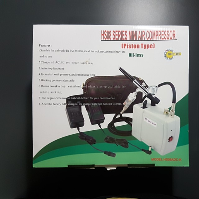 Vogue Air HS08 series mini air compressor with HD180 airbrush (0.2mm