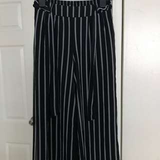 Black and white striped long pants