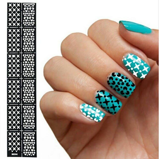 6 Styles Diy Reusable Nail Art Stamping Tool Hollow Template