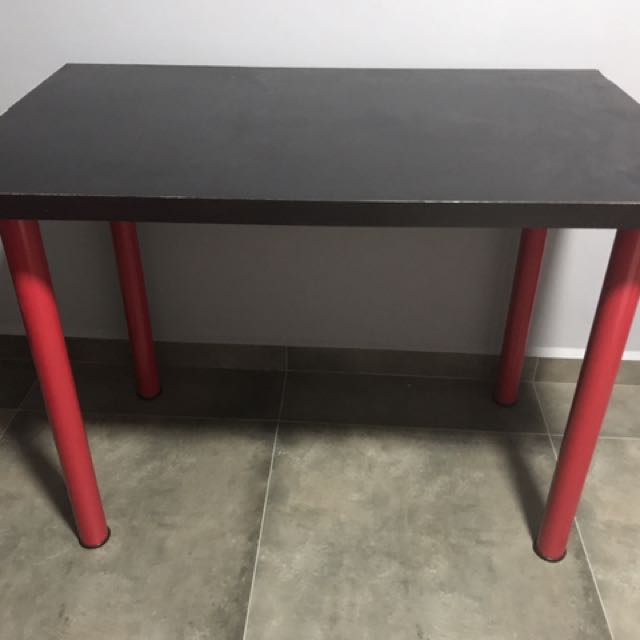 Ikea Black Study Or Work Table With Red Legs Furniture Tables Ikea Black Study Or Work Table With Red