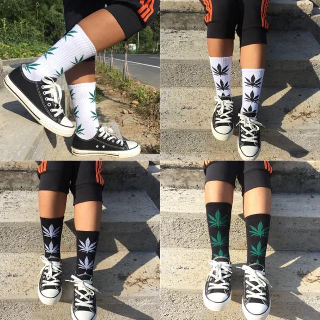 Korean Fashion Hip hop Socks Swag Fire Off white Clover Lead High