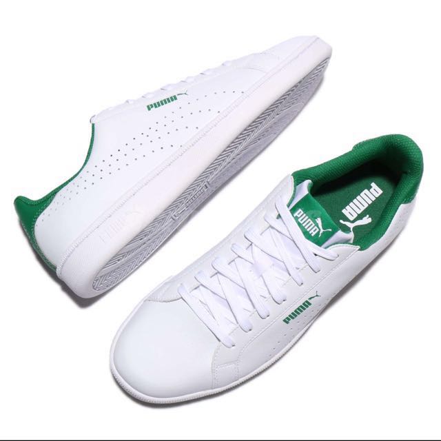 puma white and green shoes