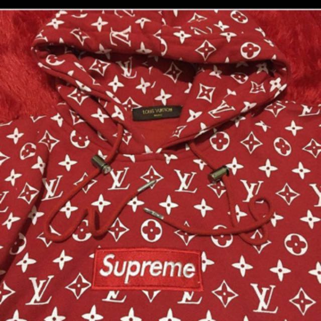 Supreme X LV Louis Vuitton hoodie, Men&#39;s Fashion, Clothes on Carousell