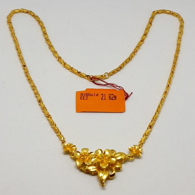 Gold flower design necklace hot sale