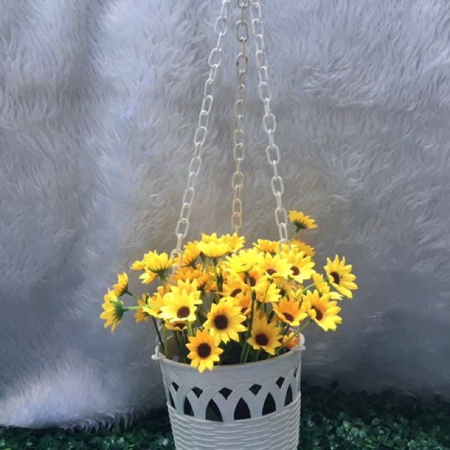 Artificial Hanging Plants (Category: Artificial Plants & Flowers) located in Makati City. Submitted by behonestdear (Listing ID 111221174, Image 2). Description: Please pm me for the size. Includes 1 hanging holder and 1 artificial grassball or 3 sets of sunflower! Plastic material You can choose between grassball or sunflower, or you can get both 330 per set with grassball 450 if with sunflowers.