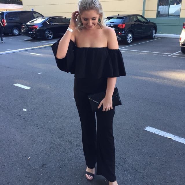 off the shoulder pantsuit