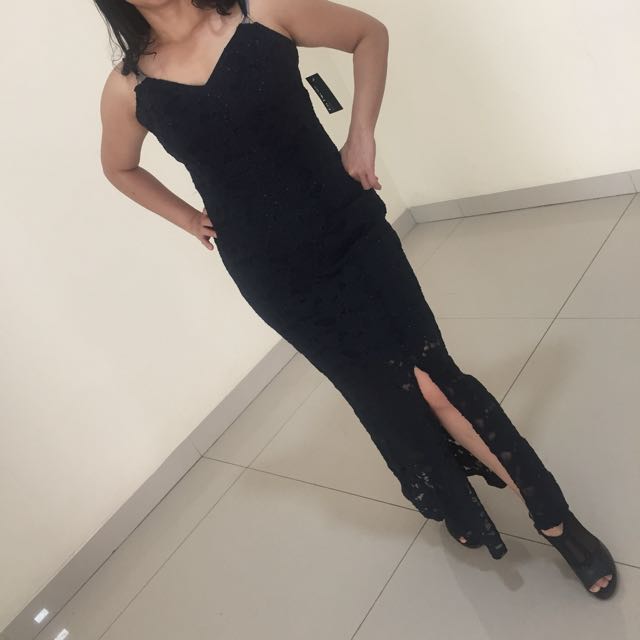 en focus studio navy lace dress